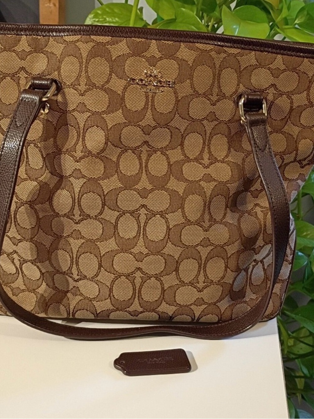 Coach Brown Signature Canvas Shoulder Tote